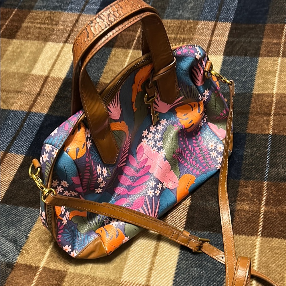 Floral Patterned Leather Handbag